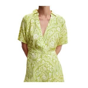 MNG Mango NWT Green Paisley Jumpsuit XS Boho Wide Leg Resort Summer Size Large